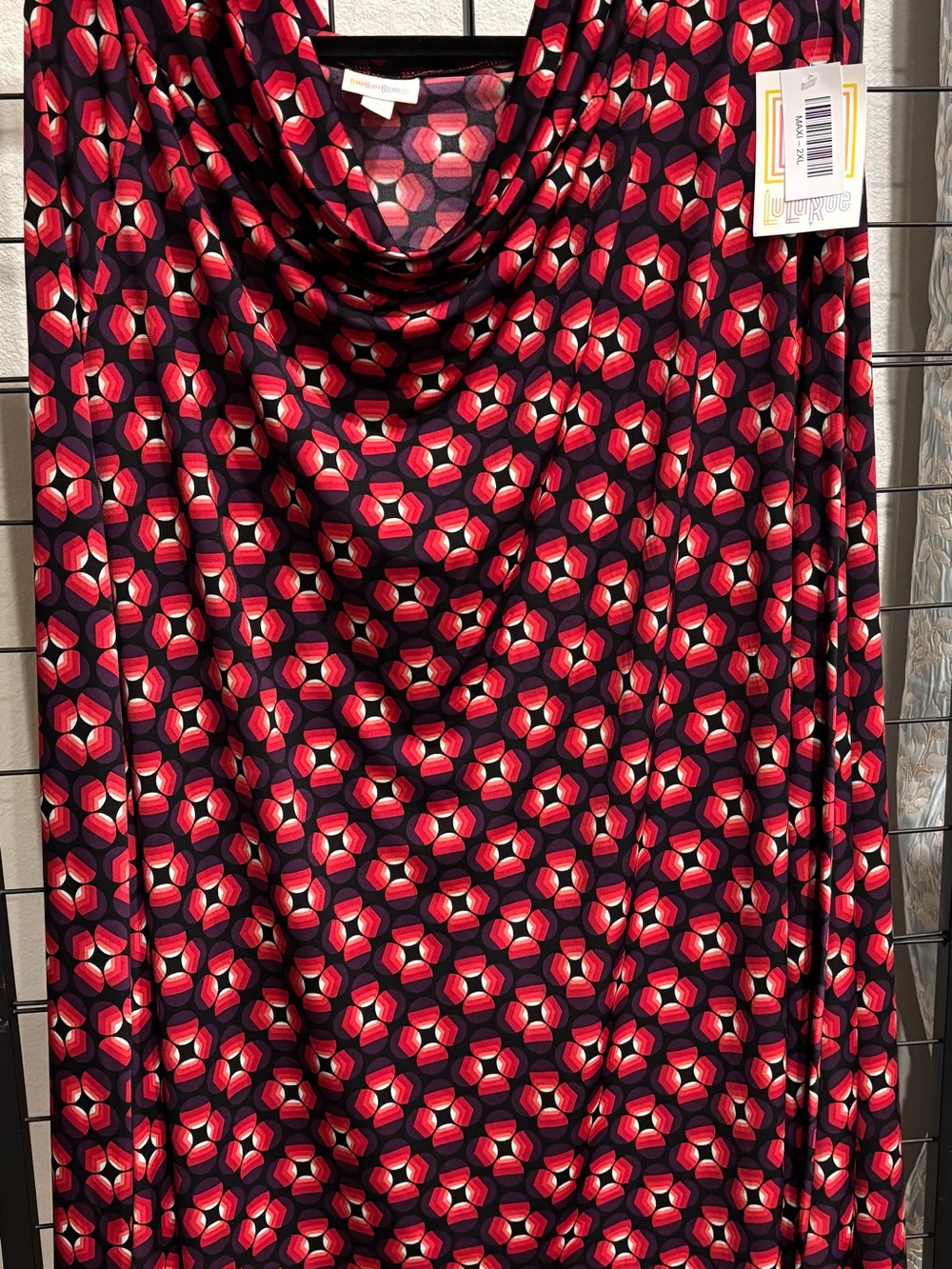 LuLaRoe Red and Black Geometric Skirt